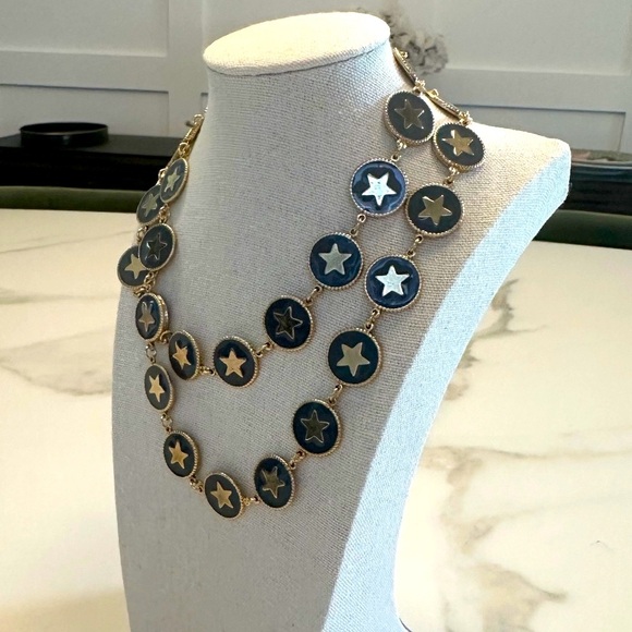 TOVA Gold Star Long Necklace Set in Blue-Grey Enamel in Gold-Tone Metal - Picture 13 of 16